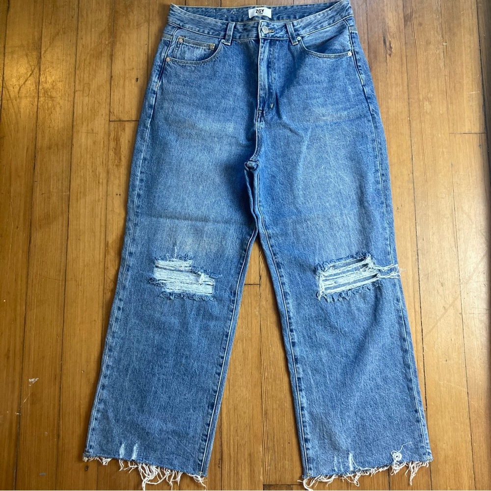 ZGY Denim Super High Rise Straight Relaxed Crop 31